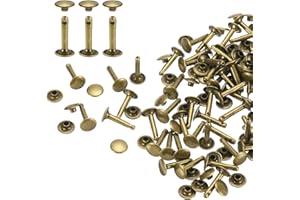 QUARKZMAN 60er Set Leder Nieten 9x16mm Runde Doppelkappe Tubular Metall Hohlnieten Spitznieten Zubehör Schraubnieten Rücknieten für Lochzange Gürtel Dekoration Kleidung Handwerk (Bronze)