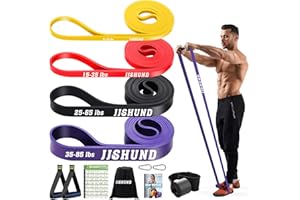 JJSHUND Resistance Bands Set, 4 Strengths Pull Up Aid Bands, Latex Exercise Bands for Men and Women, Workout Bands for Fitness, Muscle Strength Training