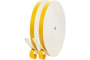 BYNSAER Dichtungsband Selbstklebend für Türen Fenster, 6mm(B) x 1.5mm(D)/20m Schaumstoff klebeband Gummidichtung Gegen Kalte Zugluft/Anti-Kollision/Schalldichter/Wasserdichter/Staubdicht Weiß