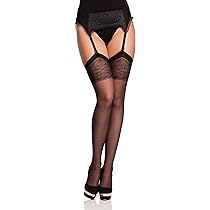 Calze Con Reggicalze Donna MS 227 - 20 DEN, Nere, Senza Punta, Made In EU