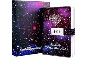 Dzhzal Tagebücher zum Einschreiben für Frauen Mädchen mit Schloss, Persönliches Sternbild Tagebuch für Frauen Kinder Jungen Teenager Abschließbares Leder Geschenkbox Notizbuch A5 8.5" x 6" Liebe Herz