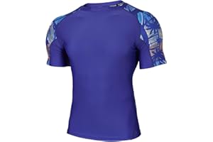 HUGE SPORTS Mens Rash Vest- Rash Guard Short Sleeve Quick Drying Wetsuit Swimming Tops for Surfing BJJ Jiu Jitsu