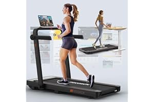 Decorcn Folding Treadmill, 2.5HP Under Desk Treadmill with Bluetooth Speaker, Remote Control Wide Running Belt Walking Running Machine for Home Office Fitness