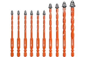 BGTEC Punte Eccentriche a denti di Sega a Quattro Taglienti - 10 pezzi Punte per Piastrelle Ø 5-12 mm per legno plastica mattoni piastrelle vetro calcestruzzo marmo
