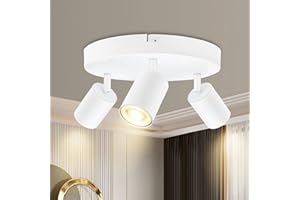 BOYIR Lampa sufitowa LED z 3 punktami, okrągłe, orientalne reflektory sufitowe, GU10, nowoczesne oświetlenie sufitowe, oprawy wewnętrzne do kuchni, salonu, białe, dostawa bez żarówek