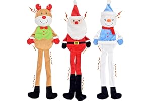 LECHONG 3-Pack Weihnachten Hundespielzeug, Hund Quietsche Spielzeug Plüsch Hund Kauspielzeug Bundle, interaktive Weihnachten Hundespielzeug für Welpen kleine mittlere große Hunde