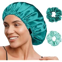 2 Stück Satin Schlafhauben – Verstellbare Nachtmützen Für Damen & Mädchen In Silber & Rosa