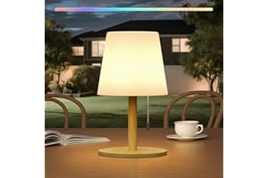 MALUX Lampara de mesa para exterior interior 3000 K 7500 K luz blanca cálida 150lm a prueba de agua IP54 lampara noche, lampara portatil para jardín mesa hotel decoración (mástil de luz: bambú)