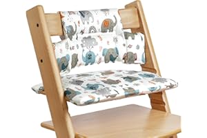 Vicloon Cuscini per Seggiolone Stokke, 2 Pezzi Antiscivolo Cuscino per Seggiolone Pappa, Bambini Fodera di Ricambio in Cotone, Morbido e Rimovibile, Facile Pulizia e Fissare-Elefanti