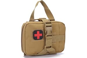 DSOAR Apteczki, taktyczne wyposażenie survivalowe, wojskowe etui Molle EMT Utility etui taktyczne medyczne woreczki, taktyczna torba medyczna IFAK Molle Rip Away do domu, samochodu, podróży (Khaki, Pusty)