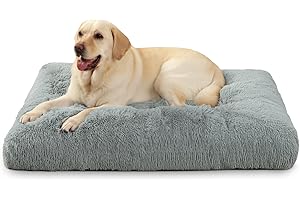 KSIIA Panier pour Chien Grande Taille, XXL, 122x74cm, Coussin Chien Lavable, Tissu Peluche Doux, Base antidérapante, Tapis Matelas Lit Chien Anti-Stress, Gris