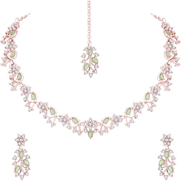 Buy Atasi International Baby Pink Color Rose Gold Plated Diamond