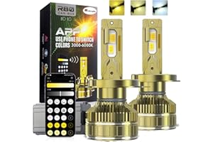 KaiDengZhe Ampoule de Phare H4 LED, 2PCS Canbus Sans Erreur H4 9003 Ampoule de Phare APP Smart Dimming et Couleur 3000-6000K 500-30000LM 150W 800% Luminosité Kit de Remplacement pour Halogèn et Xénon