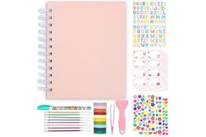 AMIMY Kids Scrapbook Self Adhesive Photo Album 25 Pages Hard Cover DIY Photo Album for Instant Camera Print Paper with DIY Accessories (Pink)