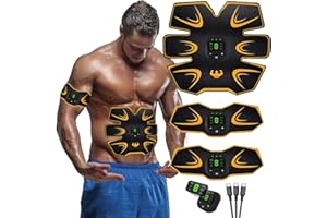 AILEDA EMS Bauchmuskeltrainer, EMS Elektrische Muskelstimulation,USB Wiederaufladbar Muskelstimulator bauchtrainermit 6 Modi & 9 Intensitäten,LCD Bildschirm muskelstimulator,leicht zu tragen