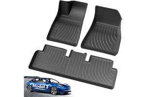 ASZSK Tapis de Sol Voiture pour Tesla Model 3 (Volant à Gauche) 2021 2022 2023 2024, Tapis de Pied pour Voiture Tesla Model 3 en TPE Antidérapant et Imperméable, Noir