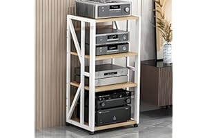 VALDOZA Rack Audio Mobile Con Ruote Universali, Av Tower Media Stand Supporto, 2/3/4/5 Livelli Armadio Audio HiFi Rack, Scaffale AV Per Rack HiFi Mobile, Per Soggiorno, Sala Teatro, Centro Intratte(White,H89c