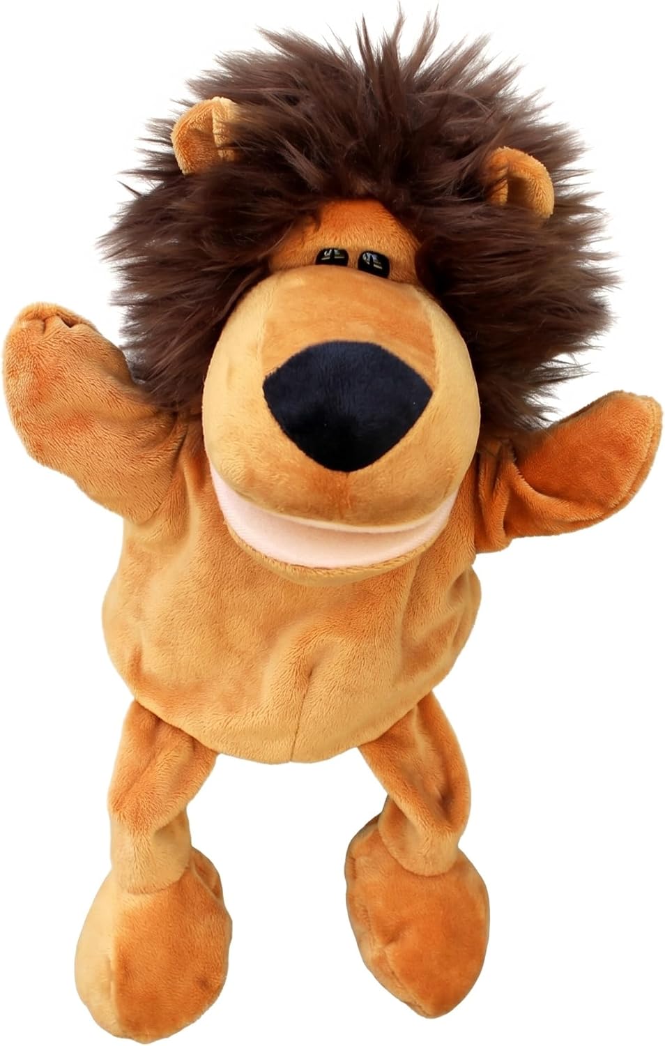 LOMTRATS Marionetas de mano de animales para contar historias, incluye lobo, tigre, león y mono con patas, ideal para enseñanza y regalos de cumpleaños (boca abierta móvil)