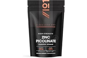 Zinc Picolinate 100mg - Immune Suport Elemental Zinc Picolinate - 90 Vegan Capsules (3 Months Supply) - Resealable and Recyclable Pouch by Alpha01