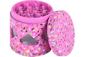 TIRIRS 2.5 Inches 4 Pieces Premium Herb Grinder - Aluminium Large Spice Grinder with Pollen Catcher, Comes with Pollen Scraper and Cleaning Brush, Colorful