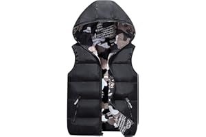 AIEOE Chaleco con Capucha de Invierno para Niños Chaleco Sin Mangas de Camuflaje para Niños y Niñas Chaleco Acolchado Reversible