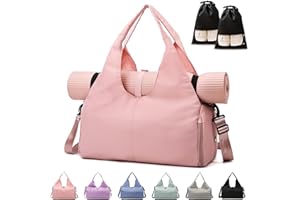 GLGHMH Gym Bag Womens, Yoga Mat Bag Sport Travel Bag with 2pcs Shoes Compartment, Waterproof Sports Gym Bag for Sport Travel Hiking (Pink)