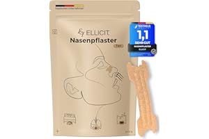 ‎EL Ellicit Nasenpflaster Tan, 30er Pack Premium Nasenstrips, gegen Schnarchen, Extra Halt für Sport & bessere Schlafqualität, besser Atmen bei verstopfter Nase, Nasal Strips [für jede Nase]