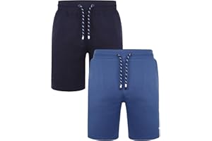 Threadbare Men's 2 Pack, Assorted Cotton Blend Micro Fleece Shorts Joggers Jogging Bottoms Lounge Pants