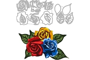 GLOBLELAND Fustelle A Strati In Metallo Rosa Impilati Rosa Fustelle Fiori e Foglie Stencil per Goffratura Modello per Goffratura Decorativa Carta Carta Fai Da Te Scrapbooking Album Decorazioni