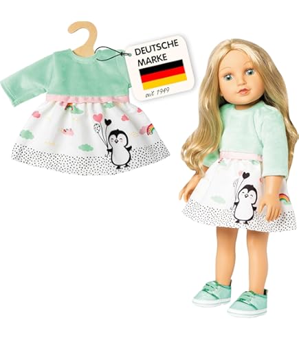 Heless Puppenkleid Blumenfee Oder Dornröschen Print - Größe 28-35 Cm, Mit Klettverschluss