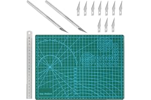 INNAL 14 Pcs Tappetino da Taglio Set Tappetino Taglio Doppia Faccia Cutting Mat Piano da Taglio con Righello in Acciaio lama Coltelli per Bricolage Tappetino Autorigenerante per Artigianato (A4)