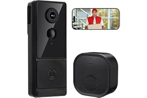Geegear Videocitofono Collegato Senza Fili, 2.4Ghz WiFi 1080P Videocitofono Wifi Campanello Chime Kit Video Doorbell Rilevamento Movimento PIR Audio Bidirezionale Impermeabile Supporta SD/Cloud