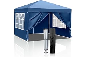 Tactfire Pavillon 3x3 m,Faltpavillon,Wasserdicht Stabil Winterfest UV Schutz 50+,420D Oxford,Faltbar Höhenverstellbar,Partyzelt,Gartenzelt,Für Garten Camping,Outdoor,Blau,4 Seitenteilen