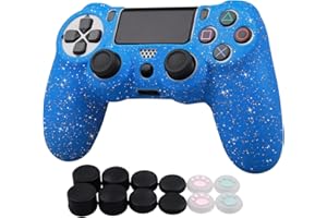 RALAN PS4 Glitzernde Silikon-Controller-Skins mit 12 Daumengriffen, schweißfest, rutschfest, kompatibel mit Playstation 4 Slim/Playstation 4 Pro Controller