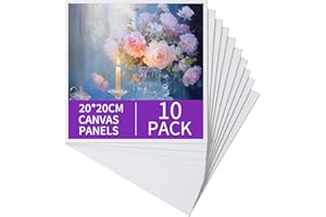 Ordeluxe 20x20cm Tele per Dipingere bambini-Set di 10 Tele Piccole per Dipingere in Cotone 100%-Mini Canvas,Montato su Cartone Resistente–Tele da dipingere per acrilico,gouache e olio.Tele pittura