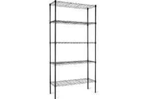 Amazon Basics 5-Shelf Storage Unit With Height Adjustable Shelves and Levelling Feet, 795 kg Max Weight, Black, 35.6 D x 91.4 W x 182.9 H cm