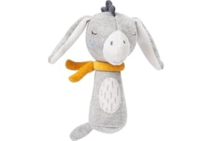 Fehn Sonajero de mano Burro NATUR - Juguete para desarrollar la motricidad con sonajero de algodón de cultivo ecológico - Fomenta el aprendizaje temprano de forma lúdica - para bebés y niños pequeños