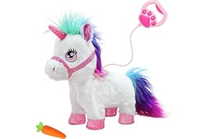 YH YUHUNG Juguete de Unicornio Caminante con Control Remoto, Cuerno Iluminado, Mascota Electrónica, Unicornio Juguete para Niñas 3 4 5 6 7 8 Años, Peluches Interactivos con Sonido y Movimiento