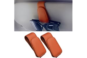 Anwlki Supporto per occhiali da sole per auto, 2 confezioni, magnetico, in pelle, per occhiali da sole, per auto, con clip per biglietti (colore arancione)