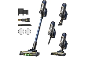 ‎VEXILAR Vexilar V12 Akku Staubsauger, 50Min/50kPa/450W, Staubsauger Kabellos mit Anti-Tangle-Bürste, Leichter Akkustaubsauger mit grünem Licht, Bürstenloser Motor Ideal für Hartböden, Teppiche, Tierhaare