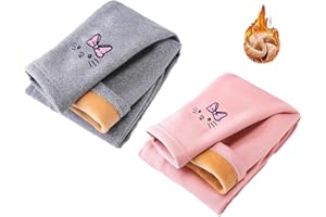 TUANMOZI 2er Pack Thermoleggings Mädchen Gefütterte Winter Leggings mit Fleece Warme Hosen für Kinder Jungen und Mädchen 2-7 Jahre