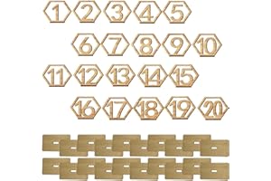 gotyou 1-20 Carte de Numéro en Bois, 1-20 Numéro Table en Bois Mariage avec Base, 1-20 Table Fête Numéros Numéro, Numéros Table en Bois Naturel, Numero de Table Mariage, pour Réception Mariage