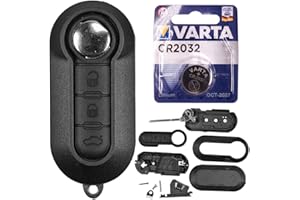 mt key Carcasa para llave de coche + batería compatible con Fiat 500 Punto Evo Bravo Ducato III Doblo Qubo Peugeot Boxer Citroen Jumper Iveco Daily Opel Combo D mando a distancia, normal
