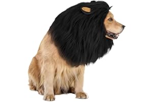 GWAWG Lion Mane Wig for Dog and Cat Costume, Adjustable Pet Costume with Ears for Dog (Black)