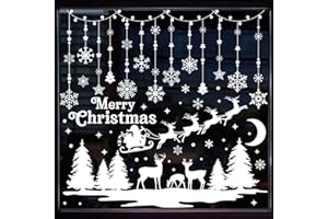 (9 Sheet) Tomario 209 Large Christmas Window Clings Stickers, Reusable Christmas Decal Double-Side with Snow Flakes Pattern for Xmas Window Decoration Home Office Themed Party