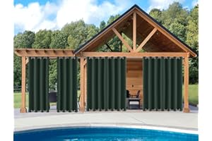 GZQIAWY Outdoor Patio Curtain Weighted Waterproof Drapes Blackout Thermal Insulated Privacy Curtains for Gazebo Porch Balcony Garden [1 Panel,80 in x 80 in (W x L),dark green]