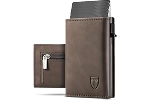 Tomylv Geldbörse Herren, RFID Schutz Portmonee Herren Magnetverschluss, Pop-up Kartenetui mit 8 Kreditkartenetui mit Banknotenfächer, Münzfach, Ausweisfenster Geldbeutel – Braun