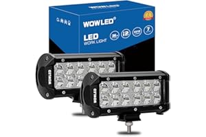 WOWLED 2 x 7 Inch 36W LED Work Light Bar Spot Beam for Truck Car Camp ATV UTE SUV LED Lights for Offroad Driving Light Bar Spotlight Lamp 4x4 12V