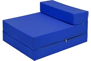 MAXUS SPORTS Z Bed Deluxe Futon Fold Out Sofa For Adults Kids Children Single Folding Mattress Sleepover Chair Living Room Bedroom Toddler Furniture Lightweight and Comfy (blue)
