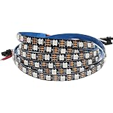 Tesfish WS2812B LED Light Strip, 2M IP65 Waterproof RGB Pixel Strips 5V 5050 120 LEDs Black Full Color PCB Smart Light Strip